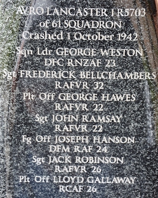 bleasby aircrews memorial lancaster r5703