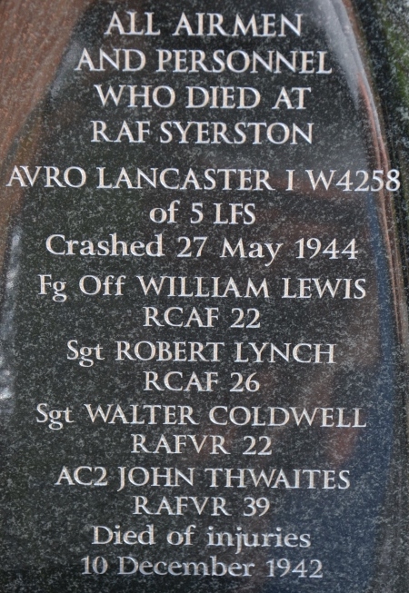 bleasby aircrews memorial syerston w4258 plaque