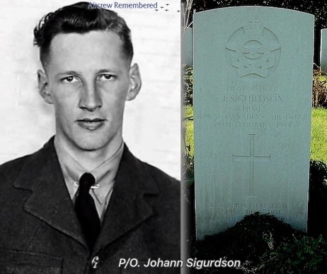 P/O Johann Sigurdson and his grave at Harrogate Cemetery