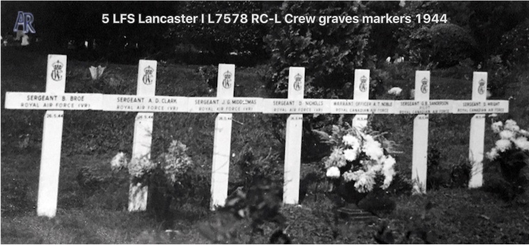 5 lfs lancaster i l7578 rc l crew graves markers 1944