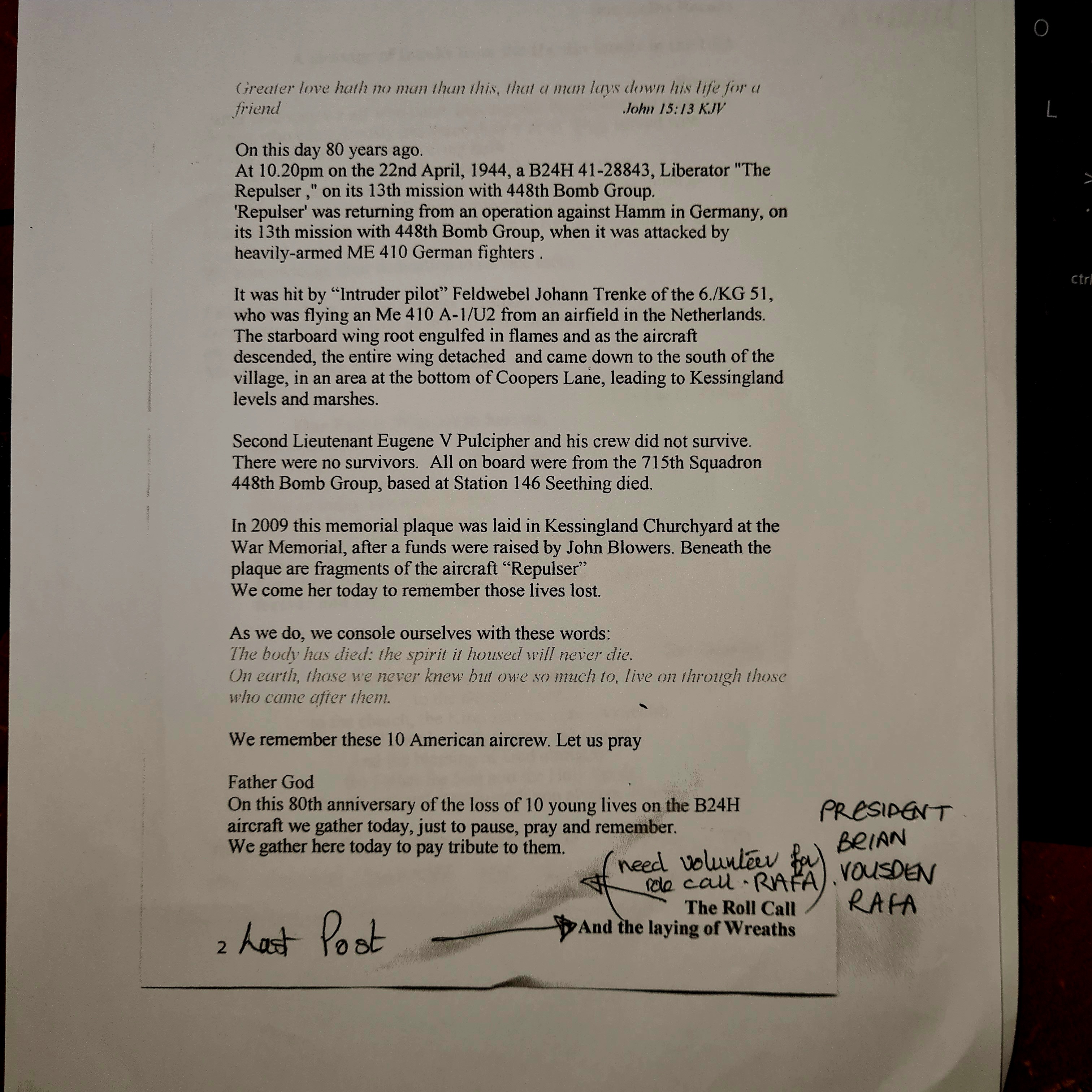 Kessingland USAAF memorial — photograph by Caroline Gentry (April 2024)