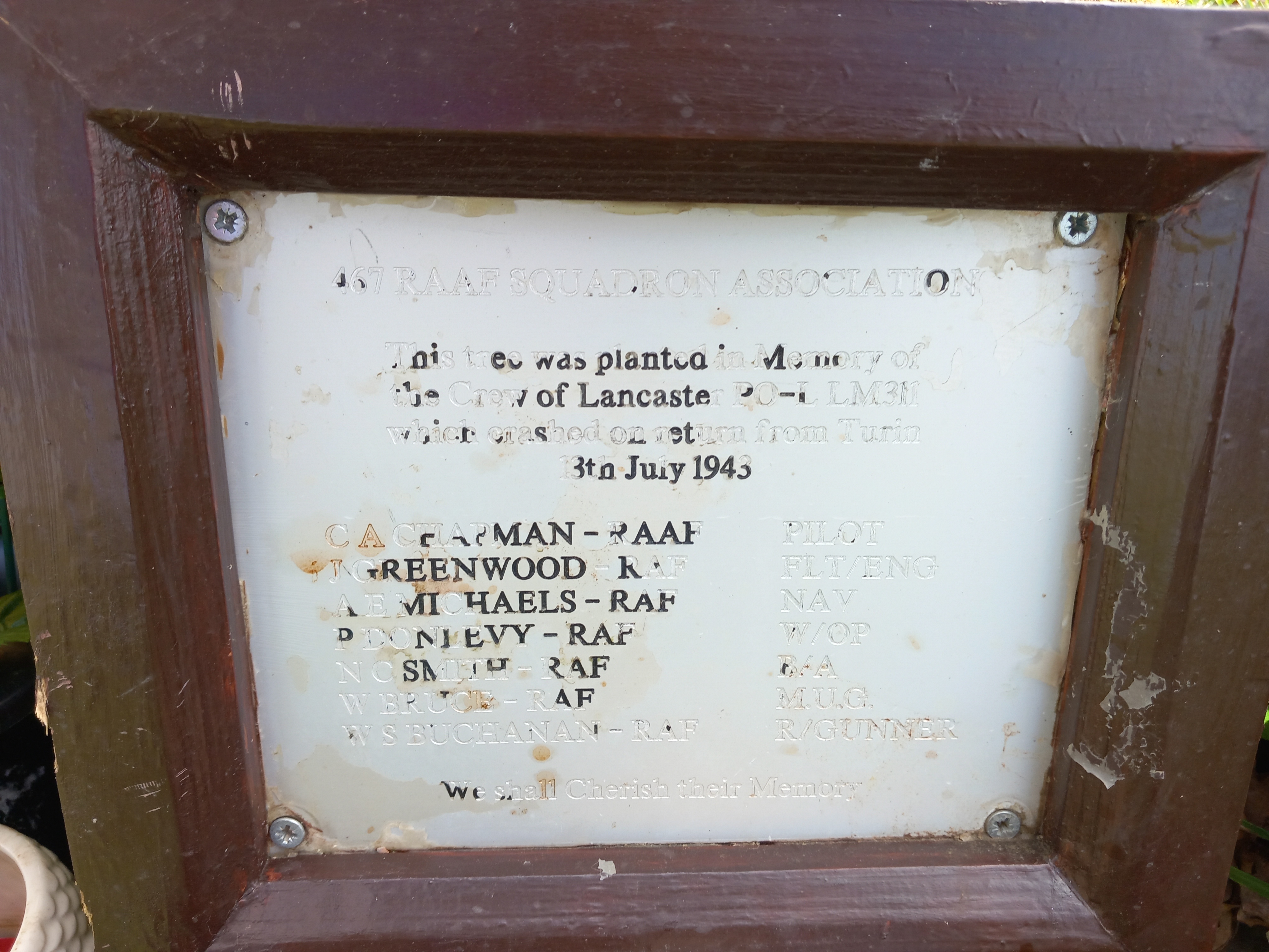 Long Bennington Lancaster LM311 memorial — photograph by Geoffrey Fearn