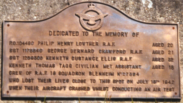 18 squadron blenheim iv z7304 memorial inscription